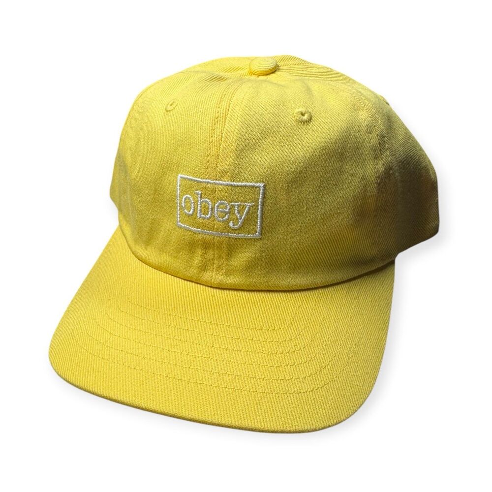Obey Yellow Snapback Hat Adjustable Summer Retro Y2K Skater Cap